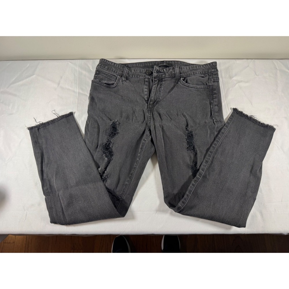 Joes Jeans W32 Faded Black Distressed Raw Hem Denim Pants 07831-00